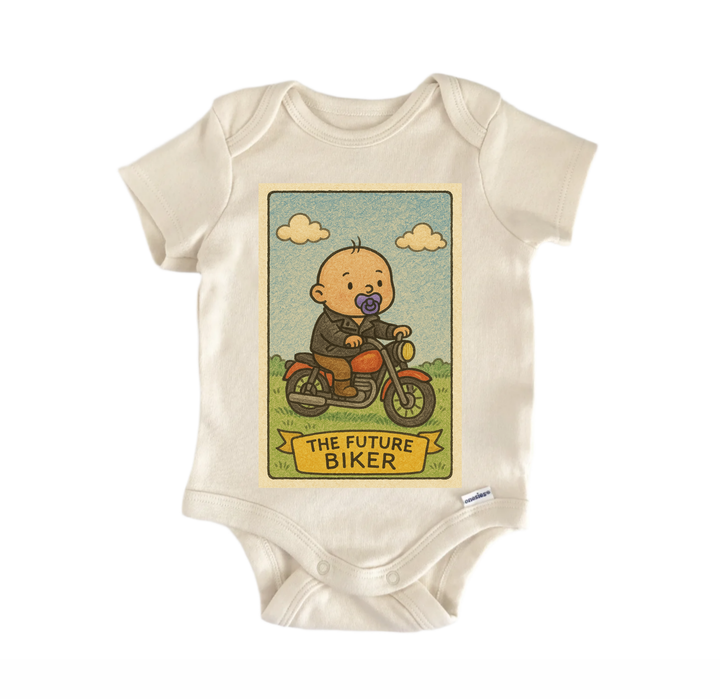 Future Biker Motorcycle - Baby Bodysuit  Funny Cute Onesie® | North Fork Forager LLC