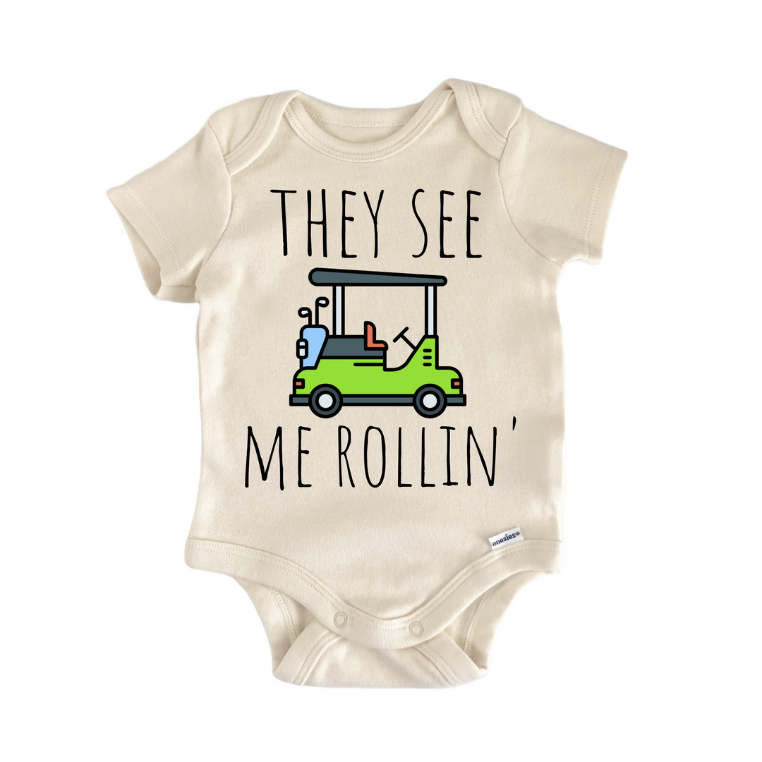 Golf Cart Golfing Sport - Baby Bodysuit  Funny Cute Onesie® | North Fork Forager LLC