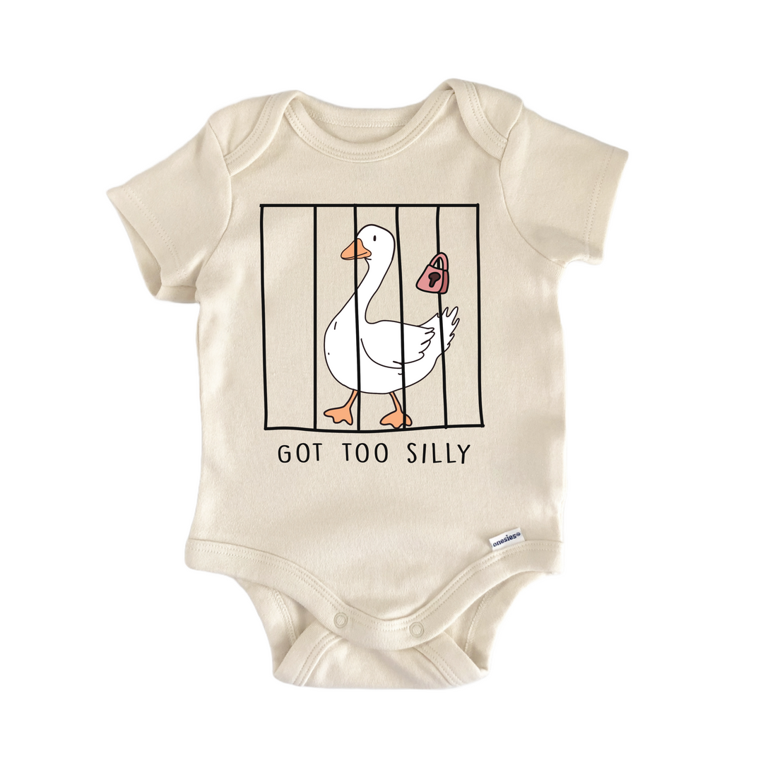 Got Too Silly Goose Jail - Baby Bodysuit  Funny Cute Onesie® | North Fork Forager LLC