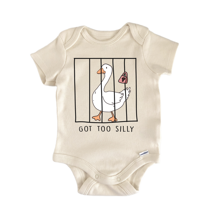 Got Too Silly Goose Jail - Baby Bodysuit  Funny Cute Onesie® | North Fork Forager LLC