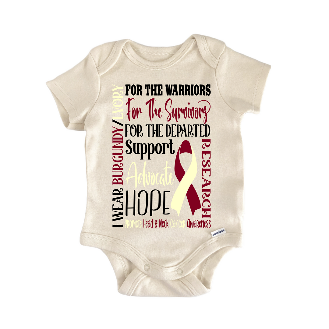 Head Neck Cancer Awareness Burgandy Ivory Ribbon - Baby Bodysuit  Funny Cute Onesie® | North Fork Forager LLC