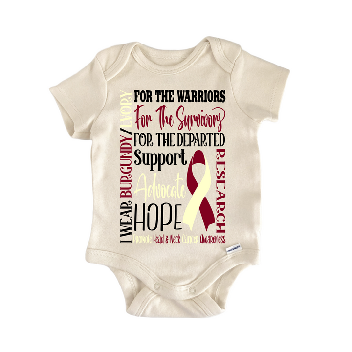 Head Neck Cancer Awareness Burgandy Ivory Ribbon - Baby Bodysuit  Funny Cute Onesie® | North Fork Forager LLC