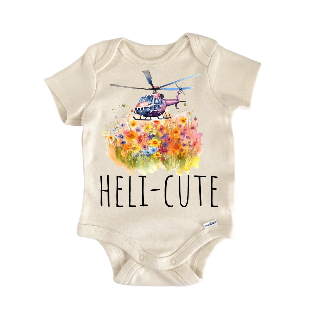 Helicopter Pilot Floral Heli - Baby Bodysuit  Funny Cute Onesie® | North Fork Forager LLC
