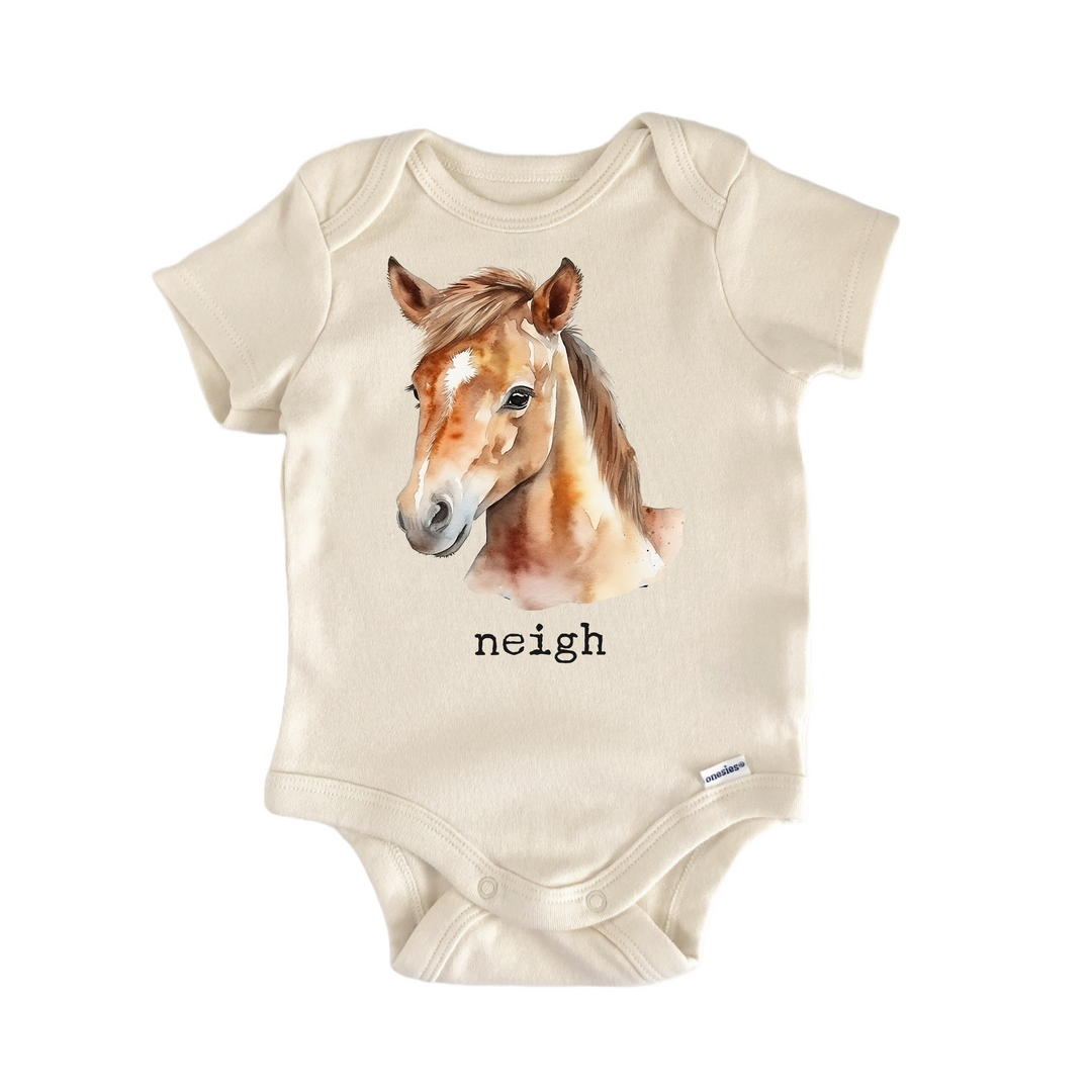 Horse Neigh Ranch Farm Animal Barn - Baby Bodysuit  Funny Cute Onesie® | North Fork Forager LLC