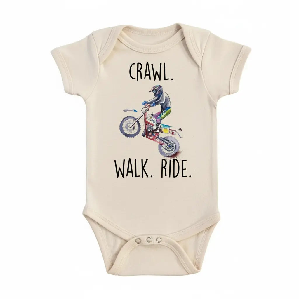 Dirt Bike Crawl - Baby Boy Girl Clothes Infant Bodysuit Funny Cute Newborn  Funny Cute Onesie® | North Fork Forager LLC