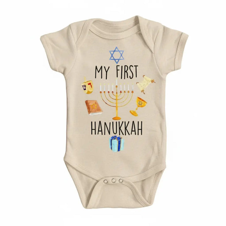 First Hannukah - Baby Boy Girl Clothes Infant Bodysuit Funny Cute Newborn  Funny Cute Onesie® | North Fork Forager LLC