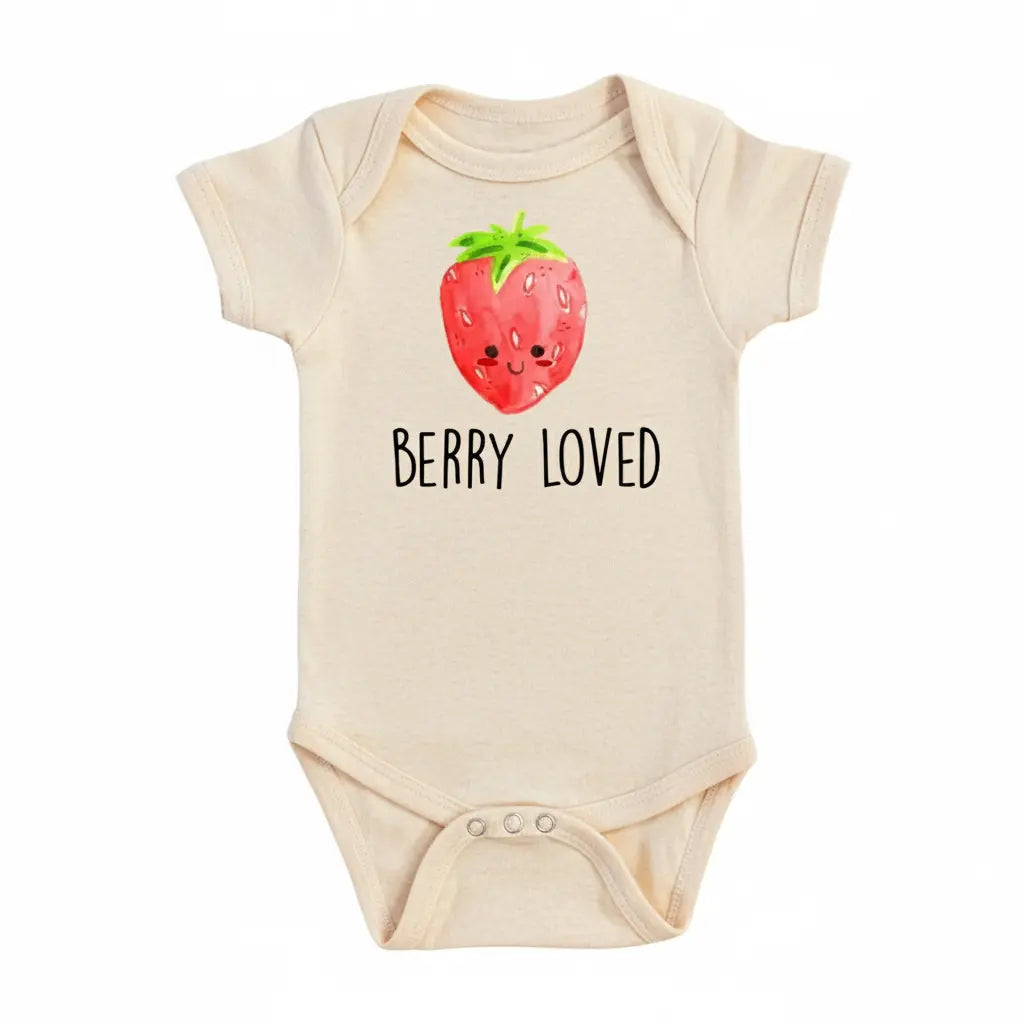 Strawberry Loved - Baby Boy Girl Clothes Infant Bodysuit Funny Cute Newborn  Funny Cute Onesie® | North Fork Forager LLC