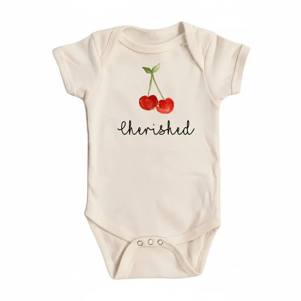 Cherry Cherished - Baby Boy Girl Clothes Infant Bodysuit Funny Cute Newborn  Funny Cute Onesie® | North Fork Forager LLC