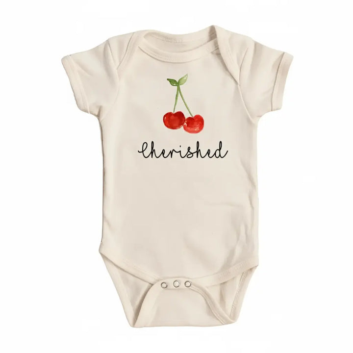Cherry Cherished - Baby Boy Girl Clothes Infant Bodysuit Funny Cute Newborn  Funny Cute Onesie® | North Fork Forager LLC