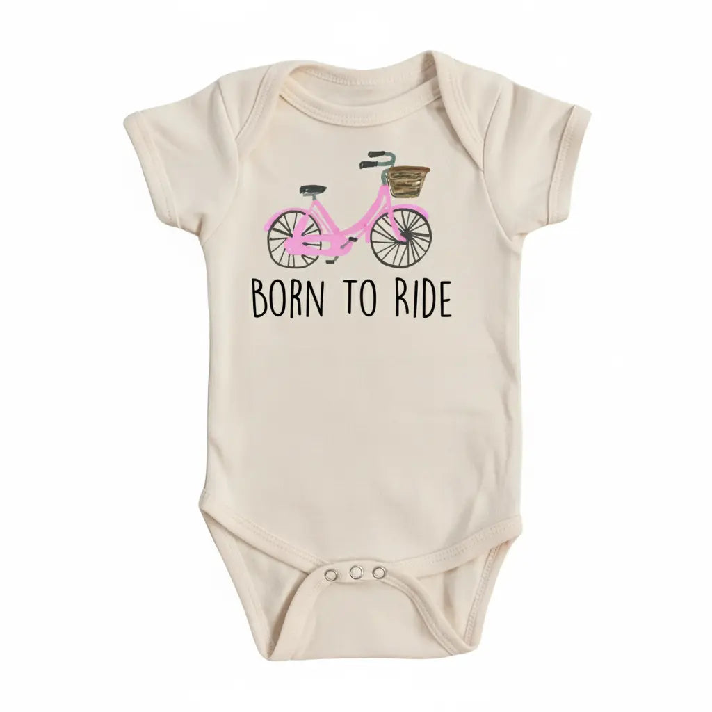 Bicycle Pink Born - Baby Boy Girl Clothes Infant Bodysuit Funny Cute Newborn 1C  Funny Cute Onesie® | North Fork Forager LLC