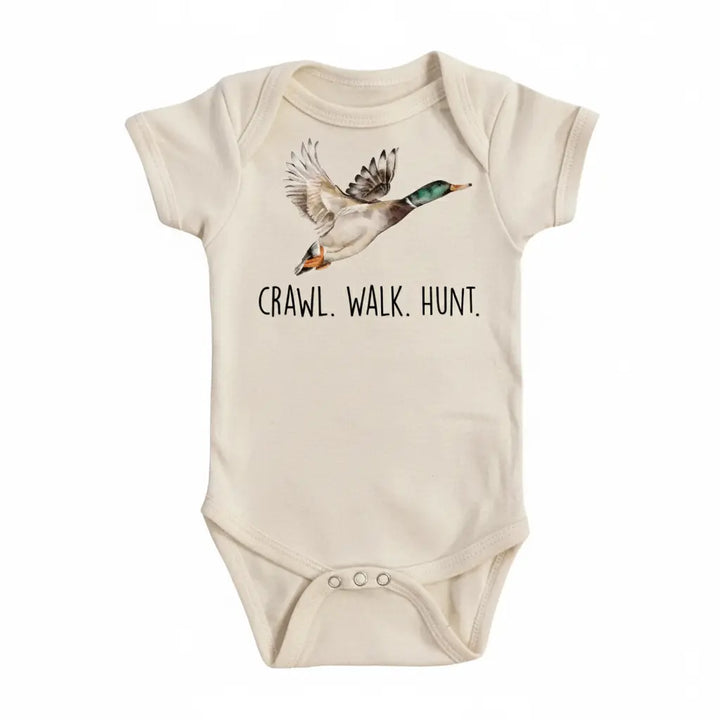 Duck Hunting Crawl - Baby Boy Girl Clothes Infant Bodysuit Funny Cute Newborn  Funny Cute Onesie® | North Fork Forager LLC
