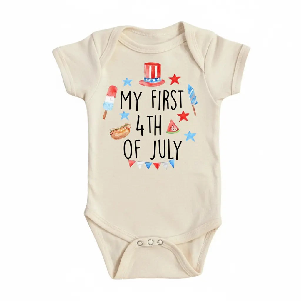First July 4th - Baby Boy Girl Clothes Infant Bodysuit Funny Cute Newborn  Funny Cute Onesie® | North Fork Forager LLC