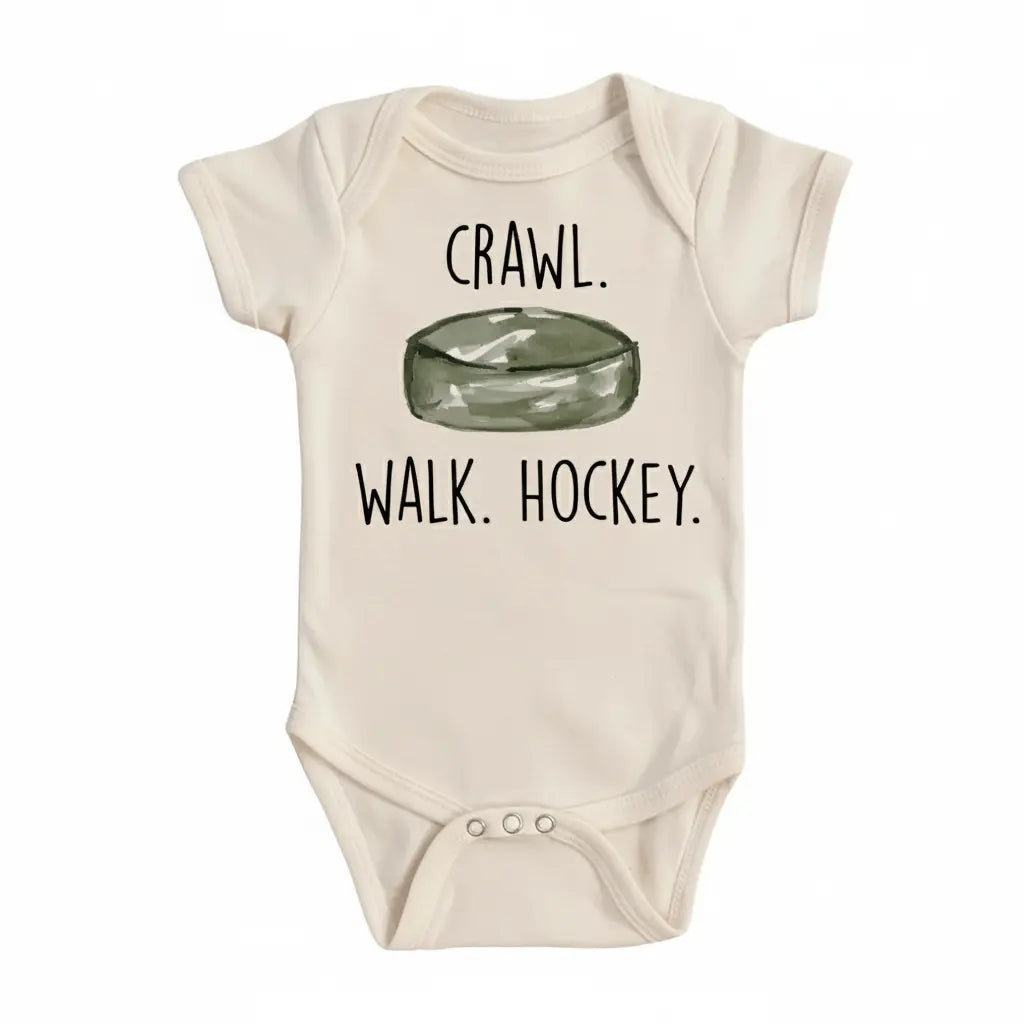 Hockey Crawl Walk - Baby Boy Girl Clothes Infant Bodysuit Funny Cute Newborn  Funny Cute Onesie® | North Fork Forager LLC