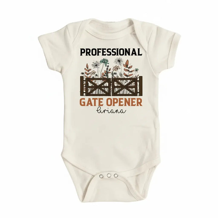 Farm Gate Opener - Baby Boy Girl Clothes Infant Bodysuit Funny Cute Newborn  Funny Cute Onesie® | North Fork Forager LLC
