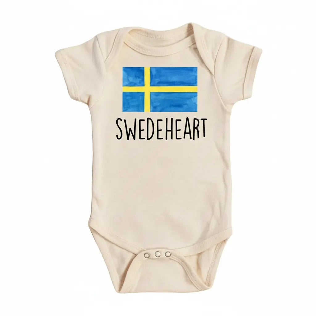 Sweden Heart - Baby Boy Girl Clothes Infant Bodysuit Funny Cute Newborn  Funny Cute Onesie® | North Fork Forager LLC
