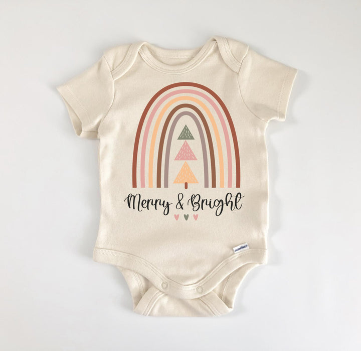 Merry Bright Christmas - Baby Boy Girl Clothes Infant Bodysuit Funny Cute Newborn