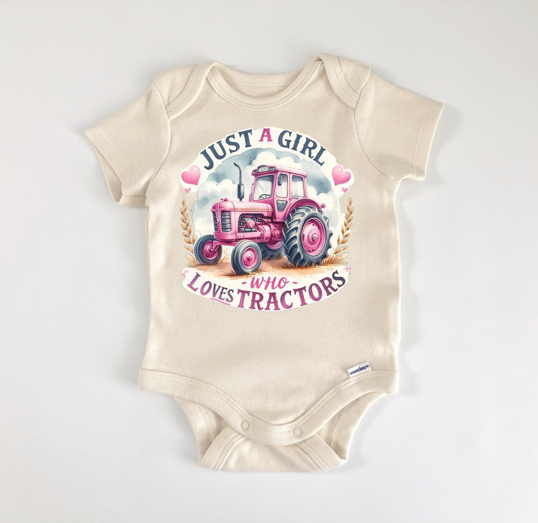 Just a Girl Tractor Farm - Baby Boy Girl Clothes Infant Bodysuit Funny Cute Newborn  Funny Cute Onesie® | North Fork Forager LLC