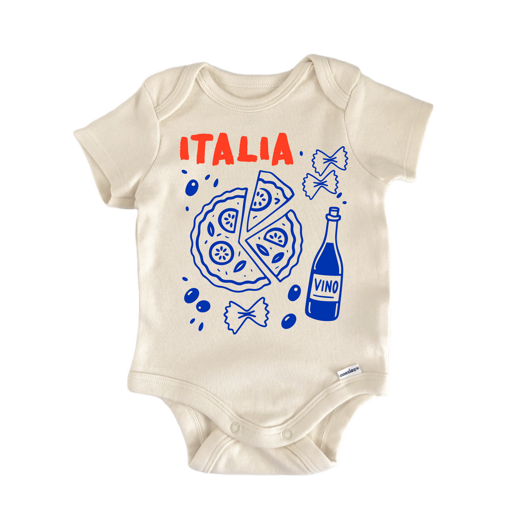 Italian Italy Pizza Wine Pasta - Baby Bodysuit  Funny Cute Onesie® | North Fork Forager LLC
