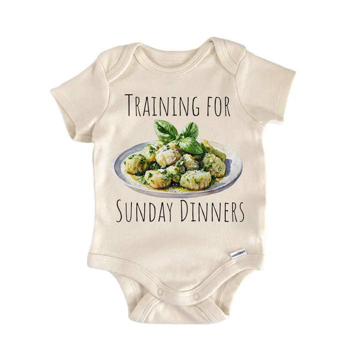 Italian Sunday Dinner Gnocchi Italy - Baby Bodysuit  Funny Cute Onesie® | North Fork Forager LLC