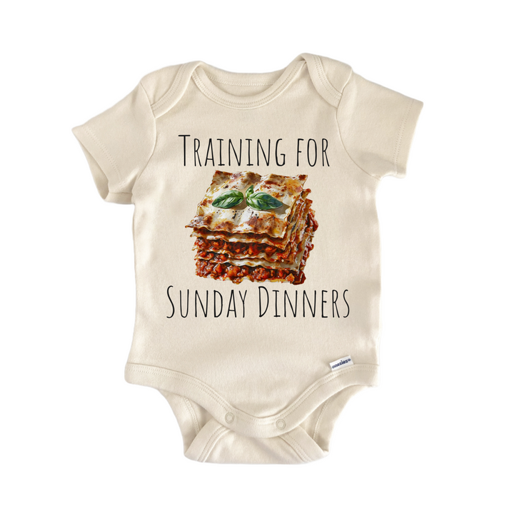 Italian Sunday Dinner Pasta Lasagna Italy - Baby Bodysuit  Funny Cute Onesie® | North Fork Forager LLC