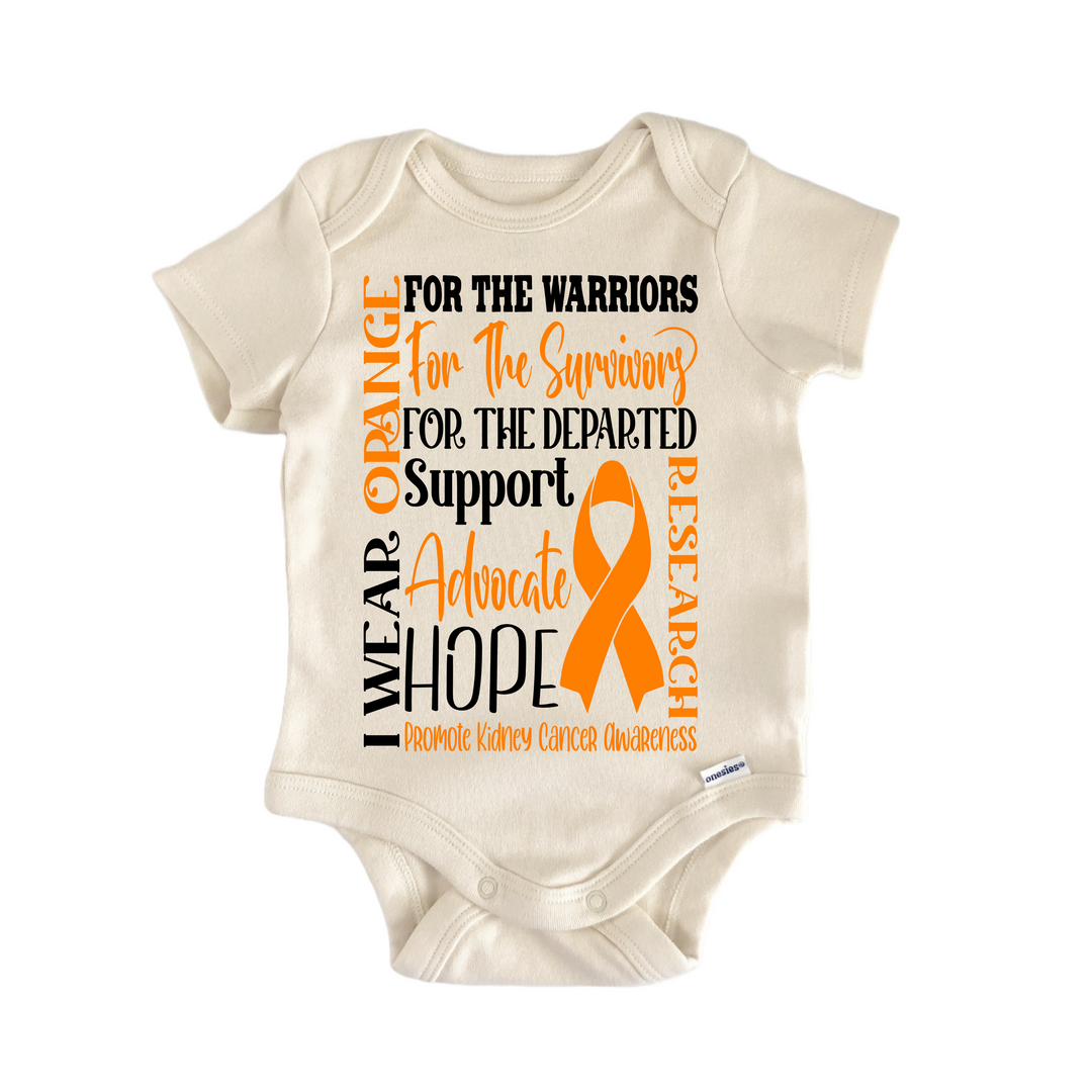 Kidney Cancer Awareness Orange Ribbon - Baby Bodysuit  Funny Cute Onesie® | North Fork Forager LLC