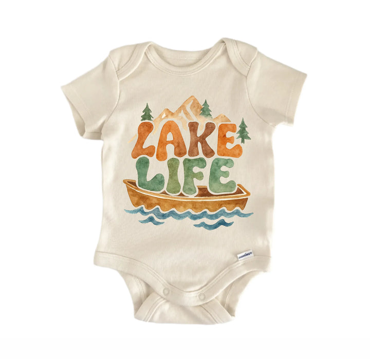 Lake Life Canoe Mountain Newborn Baby Bodysuit