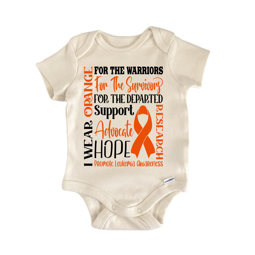 Luekemia Cancer Awareness Orange Ribbon - Baby Bodysuit  Funny Cute Onesie® | North Fork Forager LLC