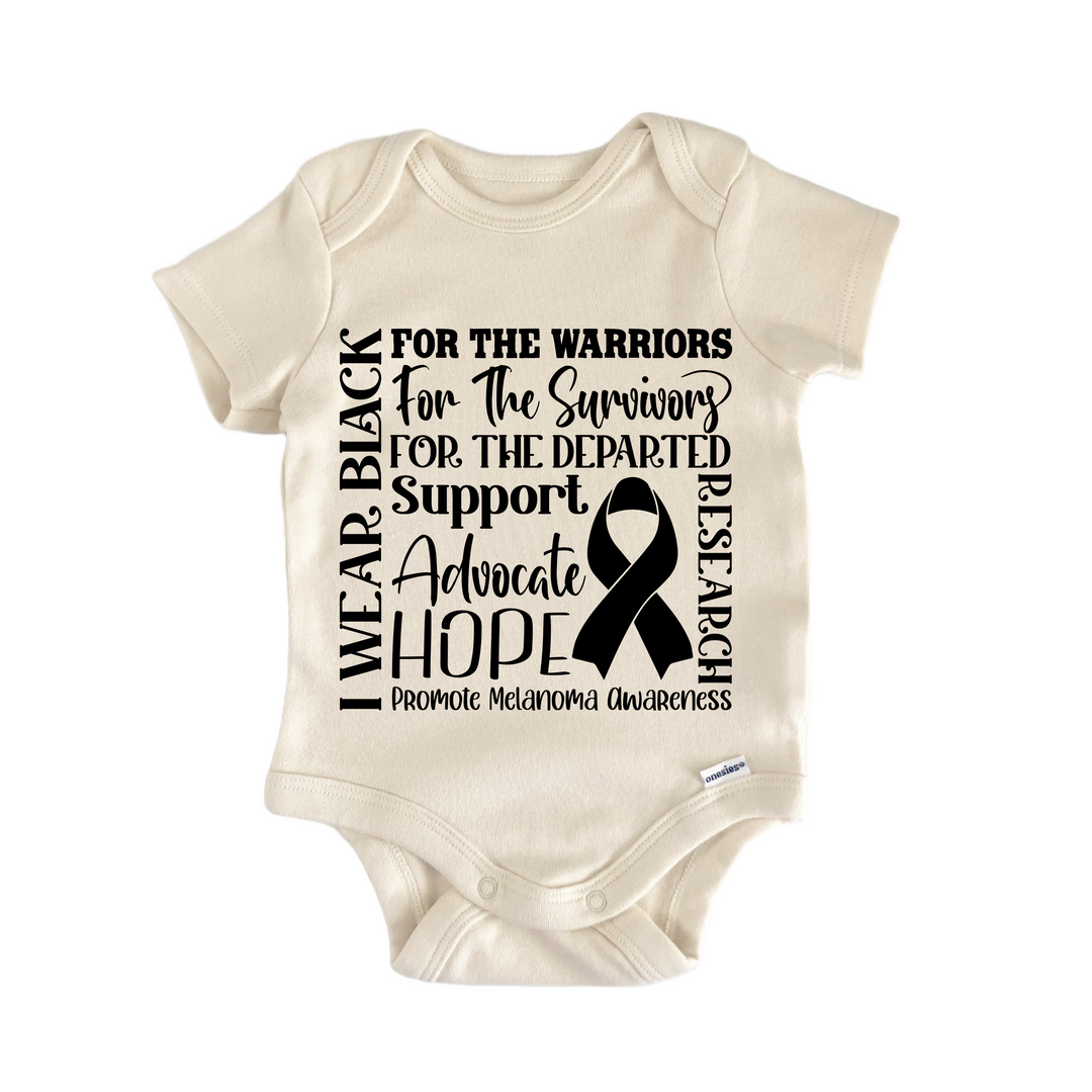 Melanoma Awareness Black Ribbon - Baby Bodysuit  Funny Cute Onesie® | North Fork Forager LLC