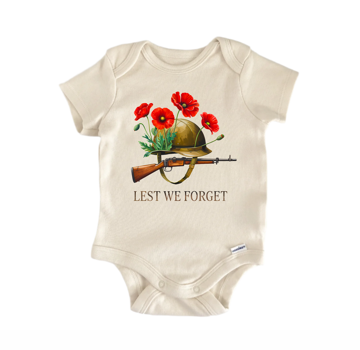 Memorial Day Lest We Forget - Baby Bodysuit  Funny Cute Onesie® | North Fork Forager LLC
