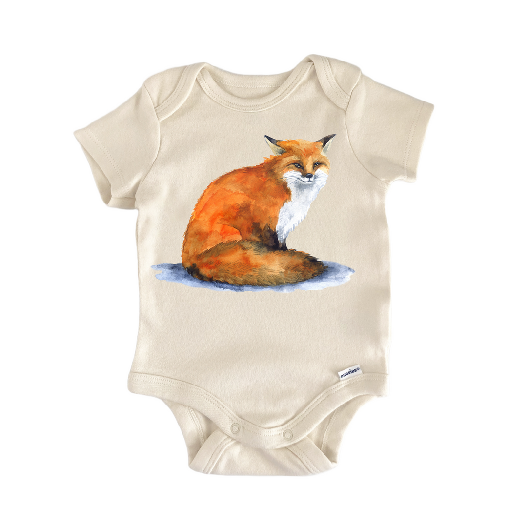 Minimalistic Fox Woodland Forest Animal - Baby Bodysuit  Funny Cute Onesie® | North Fork Forager LLC