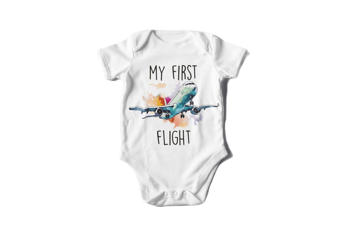 Airplane First Flight - Baby Boy Girl Clothes Infant Bodysuit Funny Cute Newborn Onesie