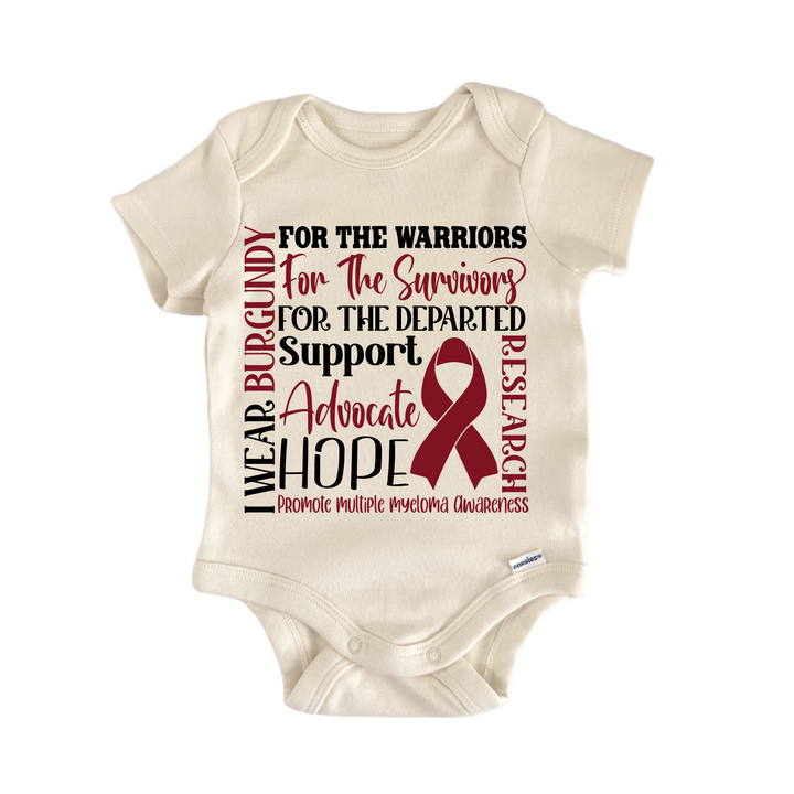 Multiple Myeloma Awareness Burgandy Ribbon - Baby Bodysuit  Funny Cute Onesie® | North Fork Forager LLC