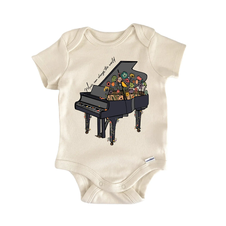 Music Piano Floral Newborn Baby Bodysuit
