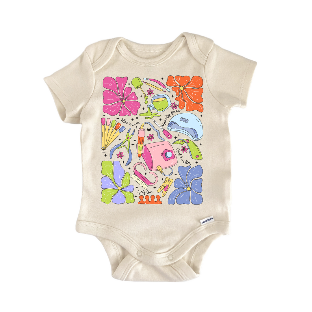 Nail Tech Technician Manicure Pedicure - Baby Bodysuit  Funny Cute Onesie® | North Fork Forager LLC