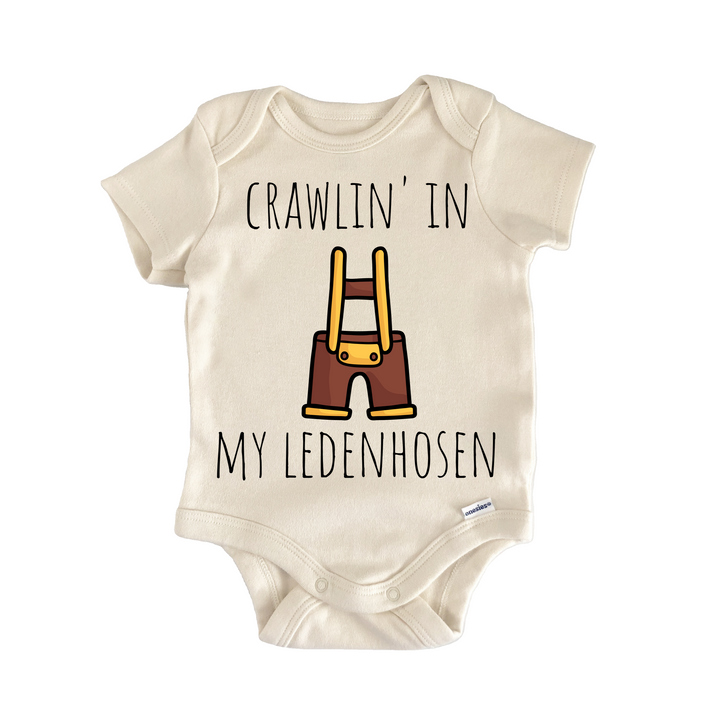 Oktoberfest Crawl Ledenhosen - Baby Bodysuit  Funny Cute Onesie® | North Fork Forager LLC