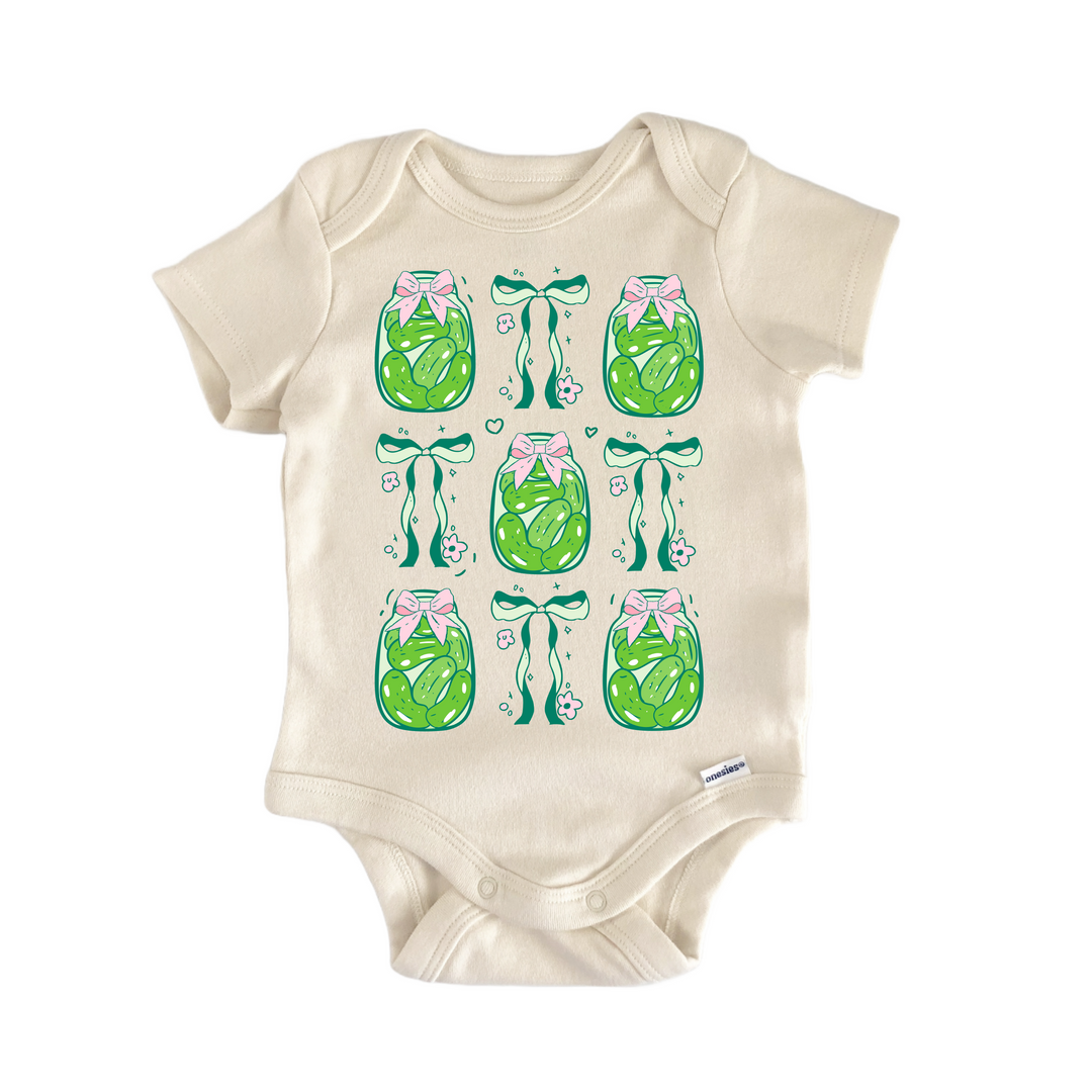 Pickle Jar Pink Bow - Baby Bodysuit  Funny Cute Onesie® | North Fork Forager LLC