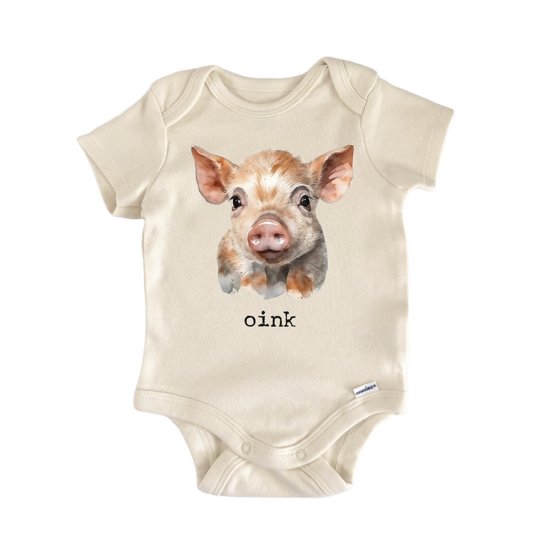 Pig Oink Farm Animal Barn - Baby Bodysuit  Funny Cute Onesie® | North Fork Forager LLC