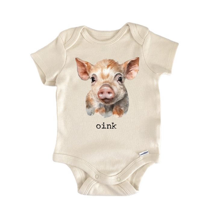 Pig Oink Farm Animal Barn - Baby Bodysuit  Funny Cute Onesie® | North Fork Forager LLC