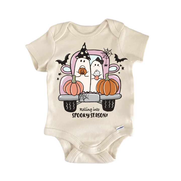 Pink Truck Halloween Ghost - Baby Bodysuit  Funny Cute Onesie® | North Fork Forager LLC