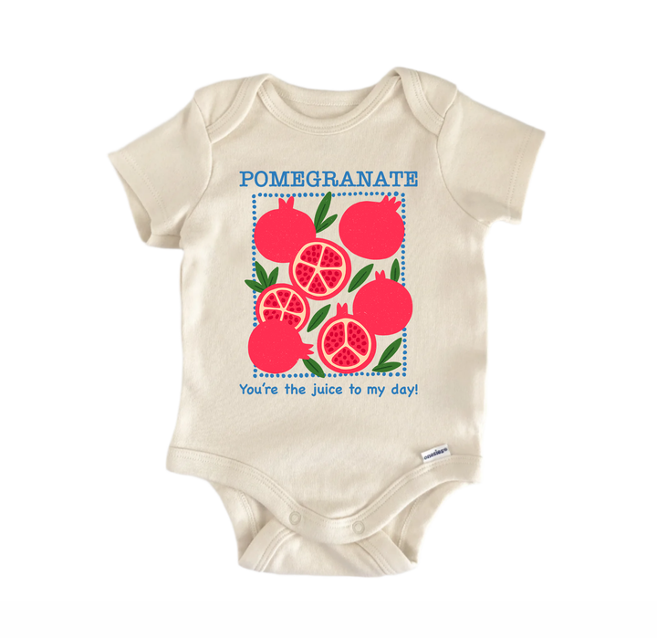 Pomegranate Fruit Retro - Baby Bodysuit  Funny Cute Onesie® | North Fork Forager LLC