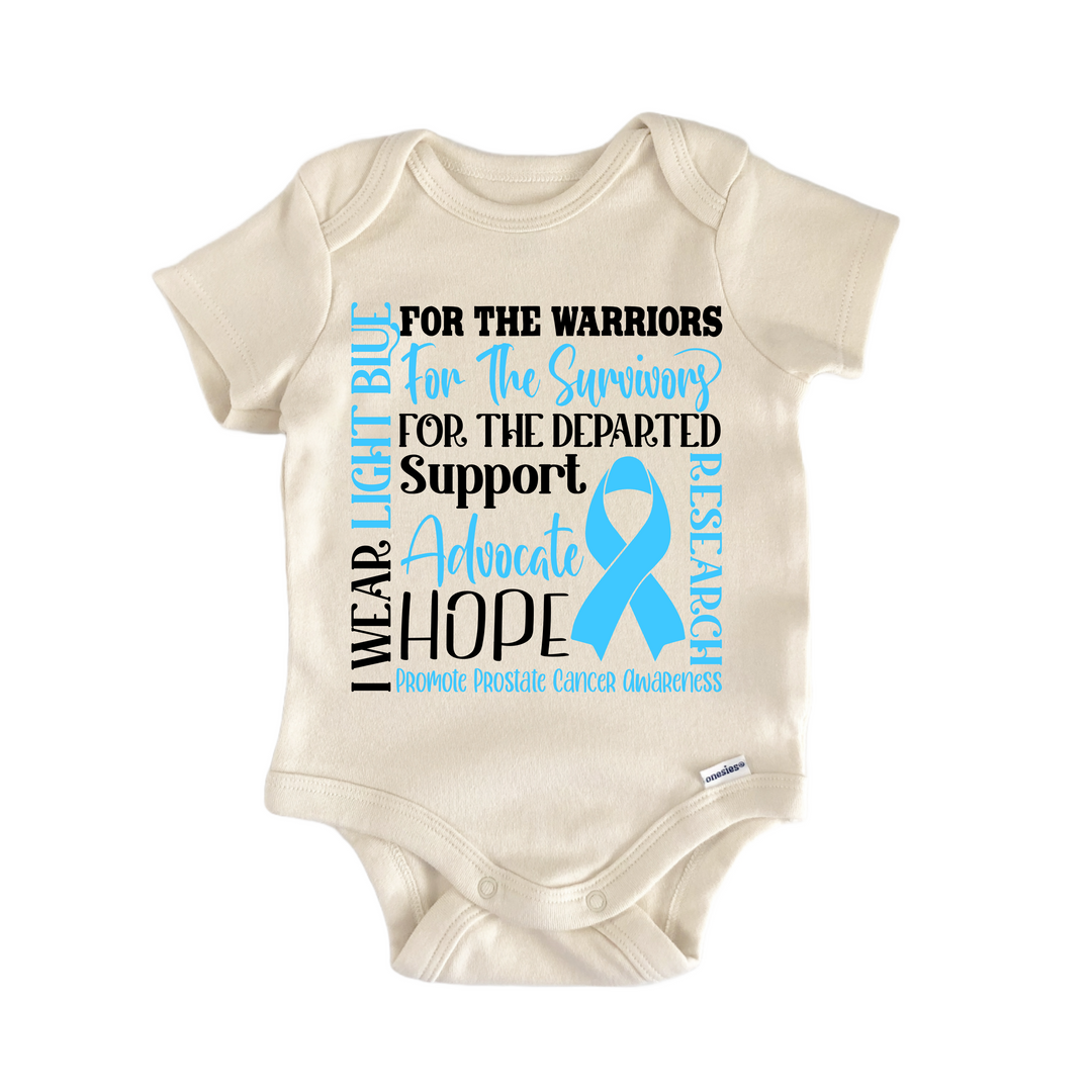 Prostate Cancer Awareness Light Blue Ribbon - Baby Bodysuit  Funny Cute Onesie® | North Fork Forager LLC