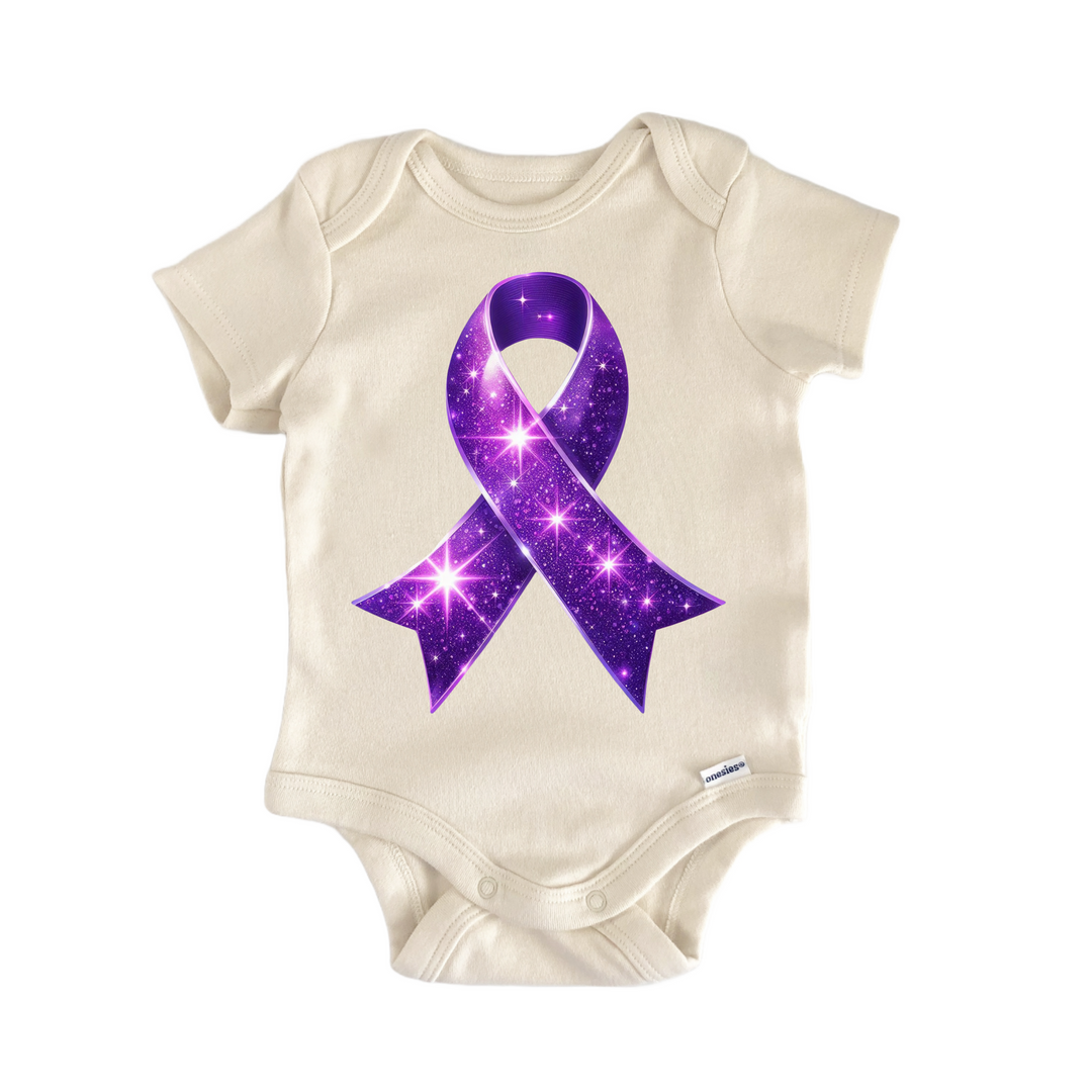 Purple Ribbon Awareness - Baby Bodysuit  Funny Cute Onesie® | North Fork Forager LLC