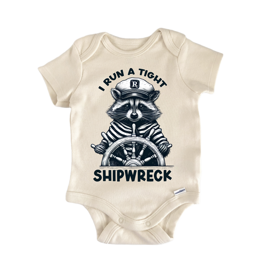 Raccoon Shipwreck Feral Animal - Baby Bodysuit  Funny Cute Onesie® | North Fork Forager LLC