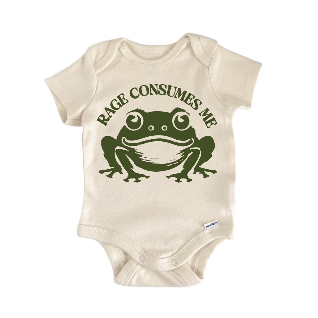 Rage Consumes Me Frog Retro - Baby Bodysuit  Funny Cute Onesie® | North Fork Forager LLC