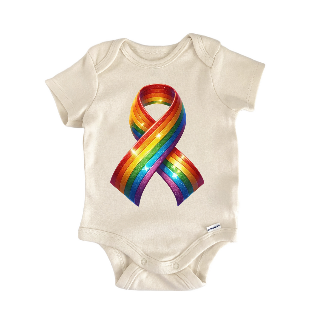 Rainbow Ribbon Awareness - Baby Bodysuit  Funny Cute Onesie® | North Fork Forager LLC