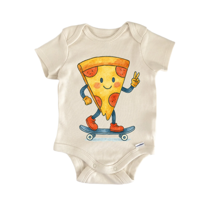 Retro Pizza Skateboard Newborn Baby Onesie® Bodysuit
