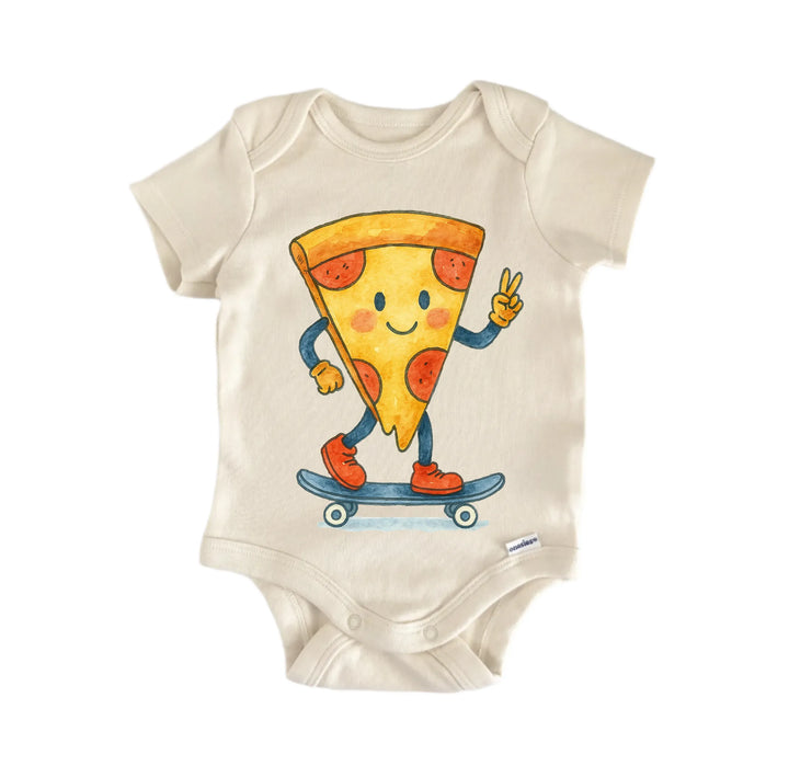 Retro Pizza Skateboard Newborn Baby Bodysuit