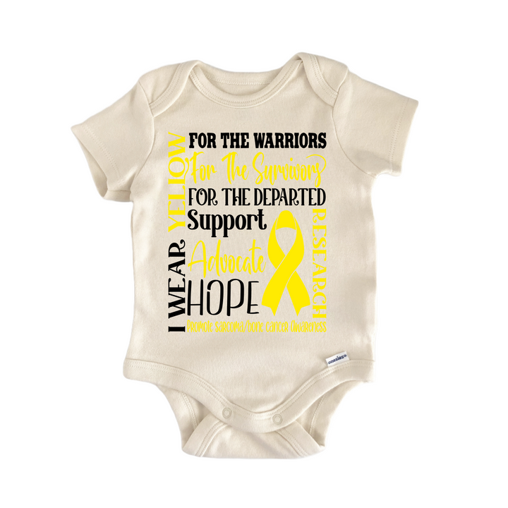 Sarcoma Bone Cancer Awareness Yellow Ribbon - Baby Bodysuit  Funny Cute Onesie® | North Fork Forager LLC