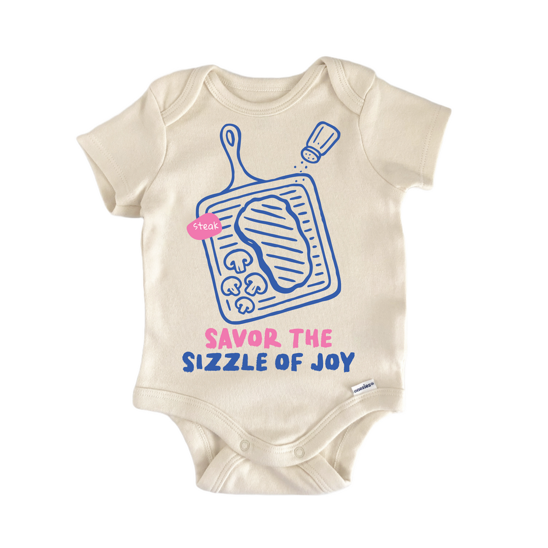 Savor Steak Meat Bbq Foodie - Baby Bodysuit  Funny Cute Onesie® | North Fork Forager LLC