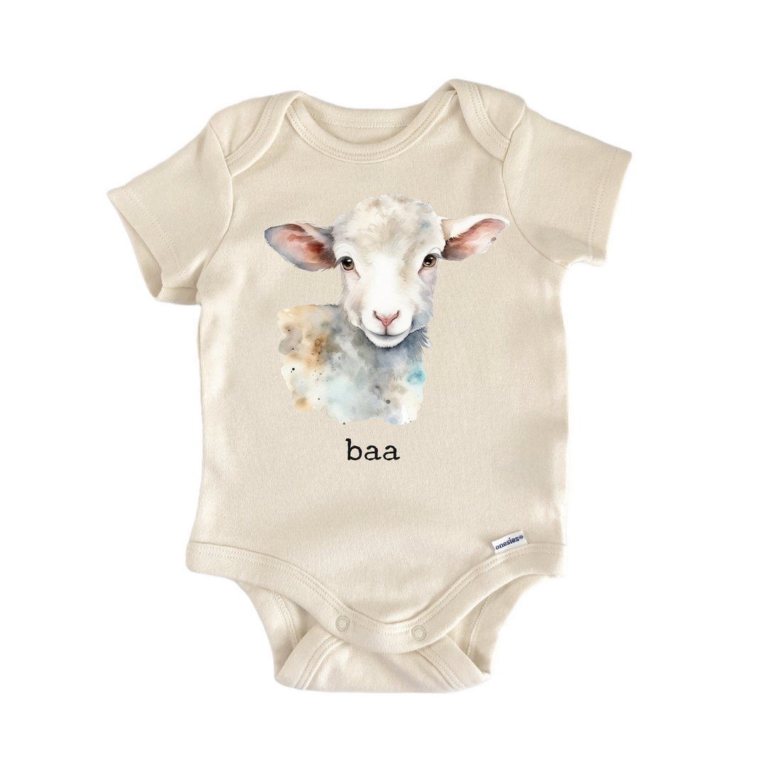 Sheep Baa Farm Animal Barn - Baby Bodysuit  Funny Cute Onesie® | North Fork Forager LLC